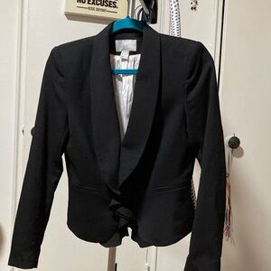 H&M Ruffle detail Black Blazer NWOT SZ. 8